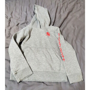 Carhartt Gray Hooded Sweatshirt Girls Size 6X – Heavyweight Pullover Logo Hoodie